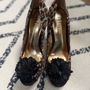 Reba Leopard Print Peep Toe Heels